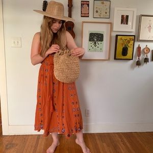 Free people raffia Sea grass sling bag